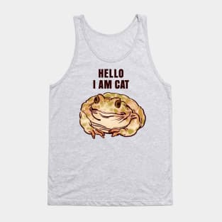 funny polite cute  green spotted toad but it is a cat / hello i am cat text Tank Top